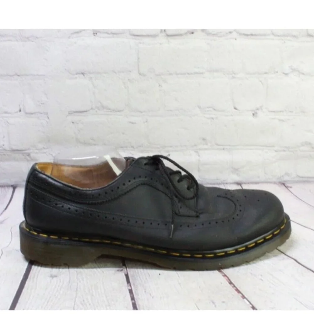 Dr Martens Brogue Black Leather Wingtips Lace up Oxford Shoes Size M 14 L 15 - Picture 1 of 9